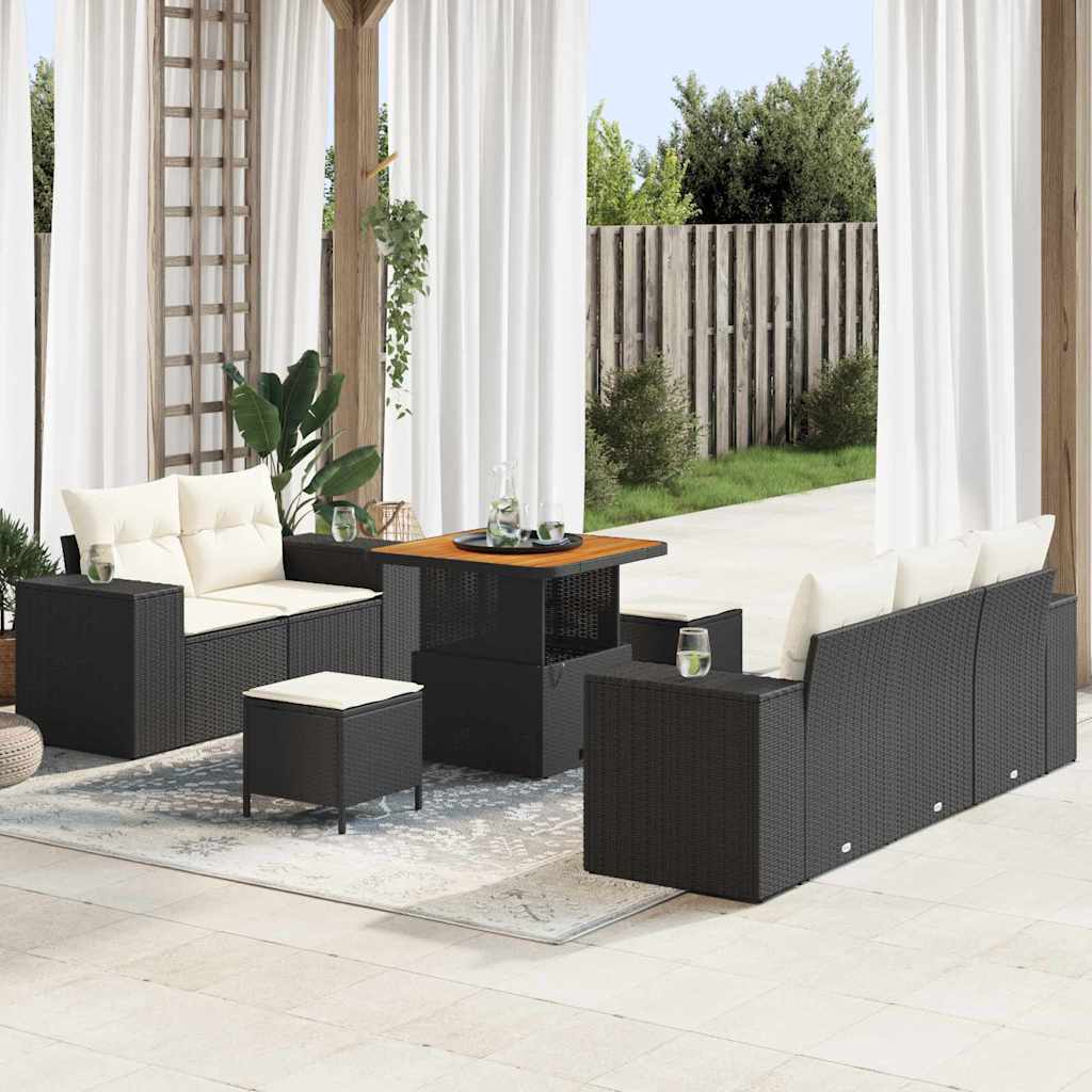 Sada zahradních pohovek 8 pcs Černá a krémová 80 x 80 x 71 cm