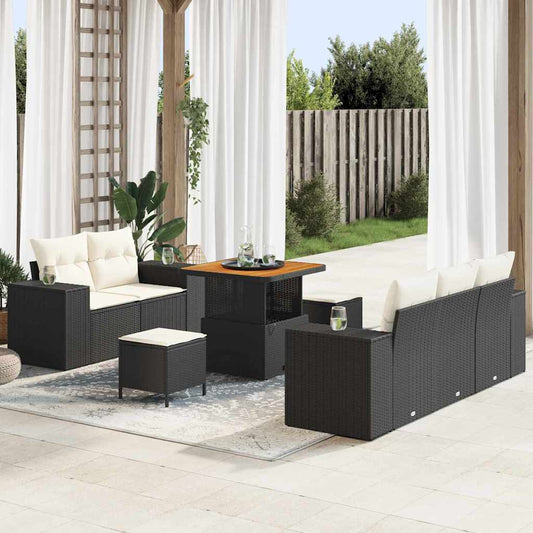 Sada zahradních pohovek 8 pcs Černá a krémová 80 x 80 x 71 cm