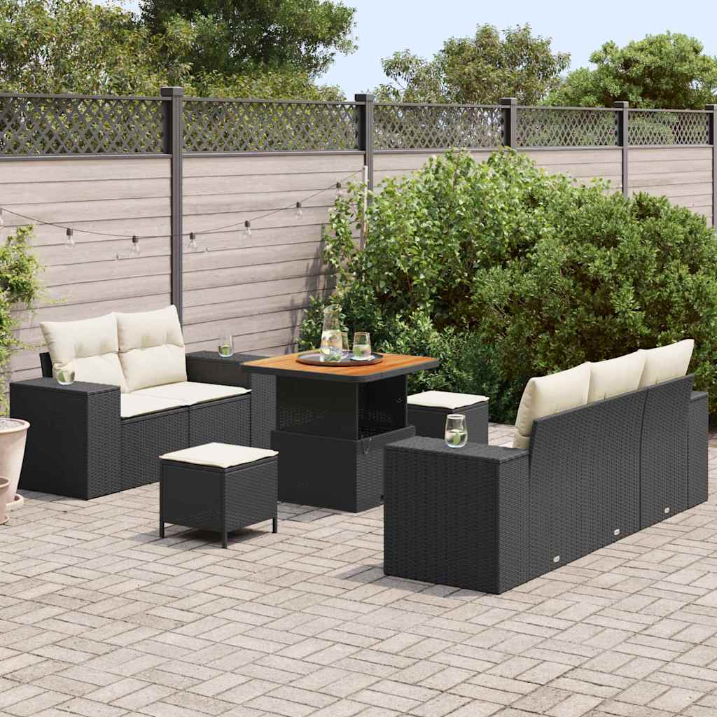 Sada zahradních pohovek 8 pcs Černá a krémová 80 x 80 x 71 cm