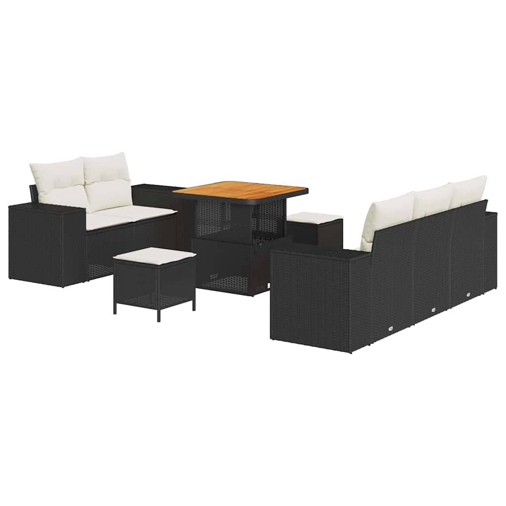 Sada zahradních pohovek 8 pcs Černá a krémová 80 x 80 x 71 cm
