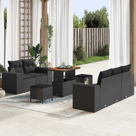 Sada zahradních pohovek s polštářem 8 pcs Černá 90 x 55 x 71 cm