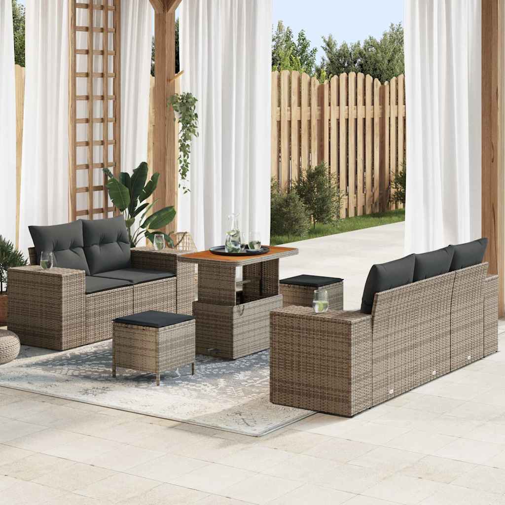 Sada zahradních pohovek s polštářem 8 pcs Šedá 90 x 55 x 71 cm