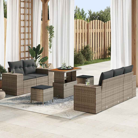 Sada zahradních pohovek s polštářem 8 pcs Šedá 90 x 55 x 71 cm