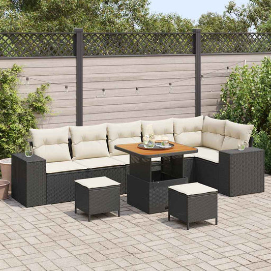 Sada zahradních pohovek 9 pcs Černá a krémová 80 x 80 x 71 cm