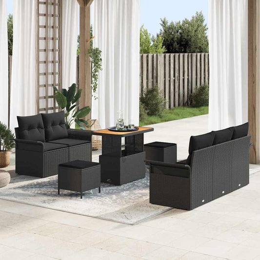 Sada zahradních pohovek s polštářem 8 pcs Černá 90 x 55 x 71 cm