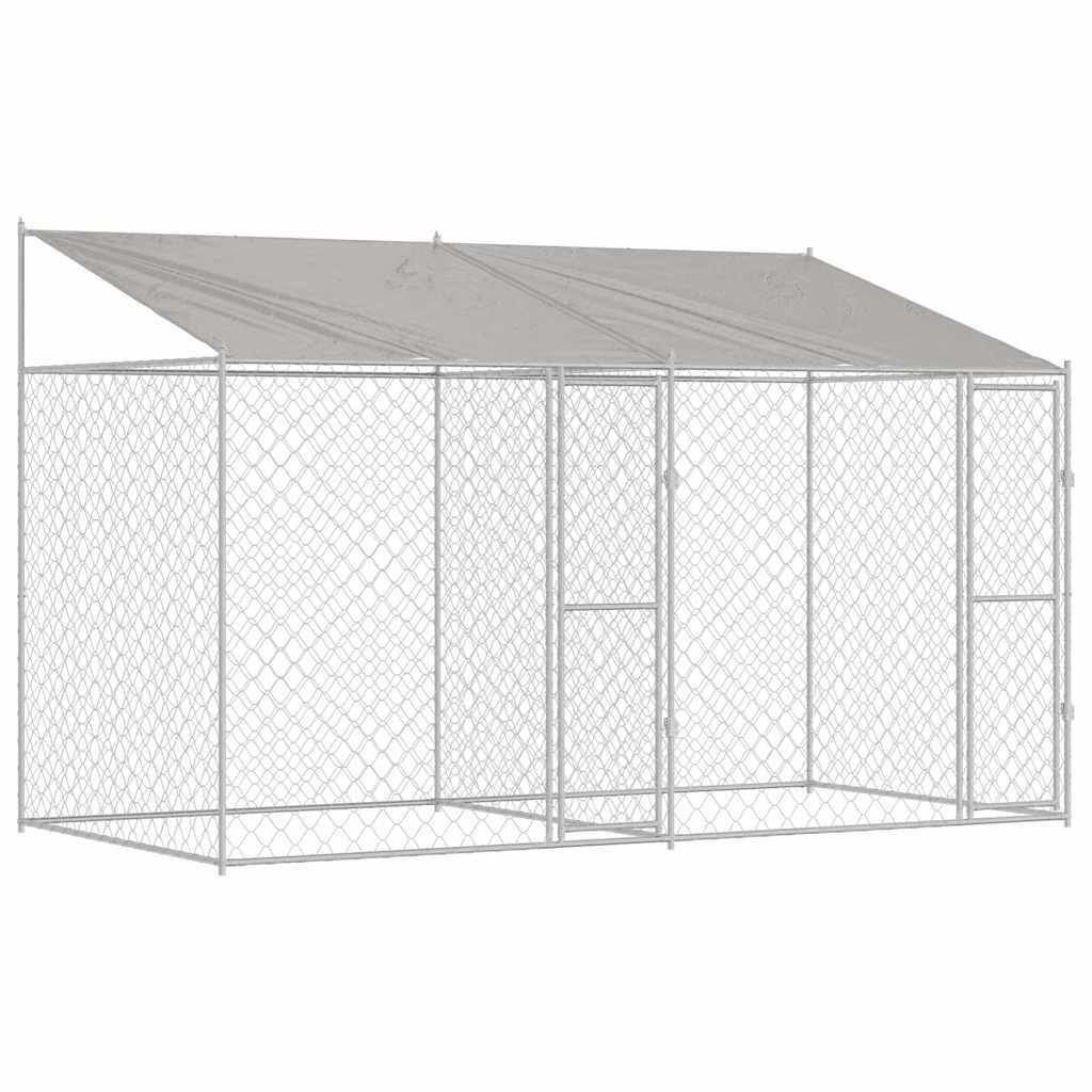 Klec pro psa Stříbrná 400 x 200 x 256 cm Pozinkovaná ocel