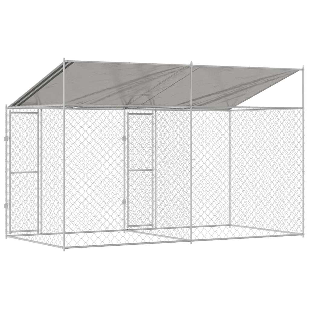 Klec pro psa Stříbrná 400 x 200 x 256 cm Pozinkovaná ocel