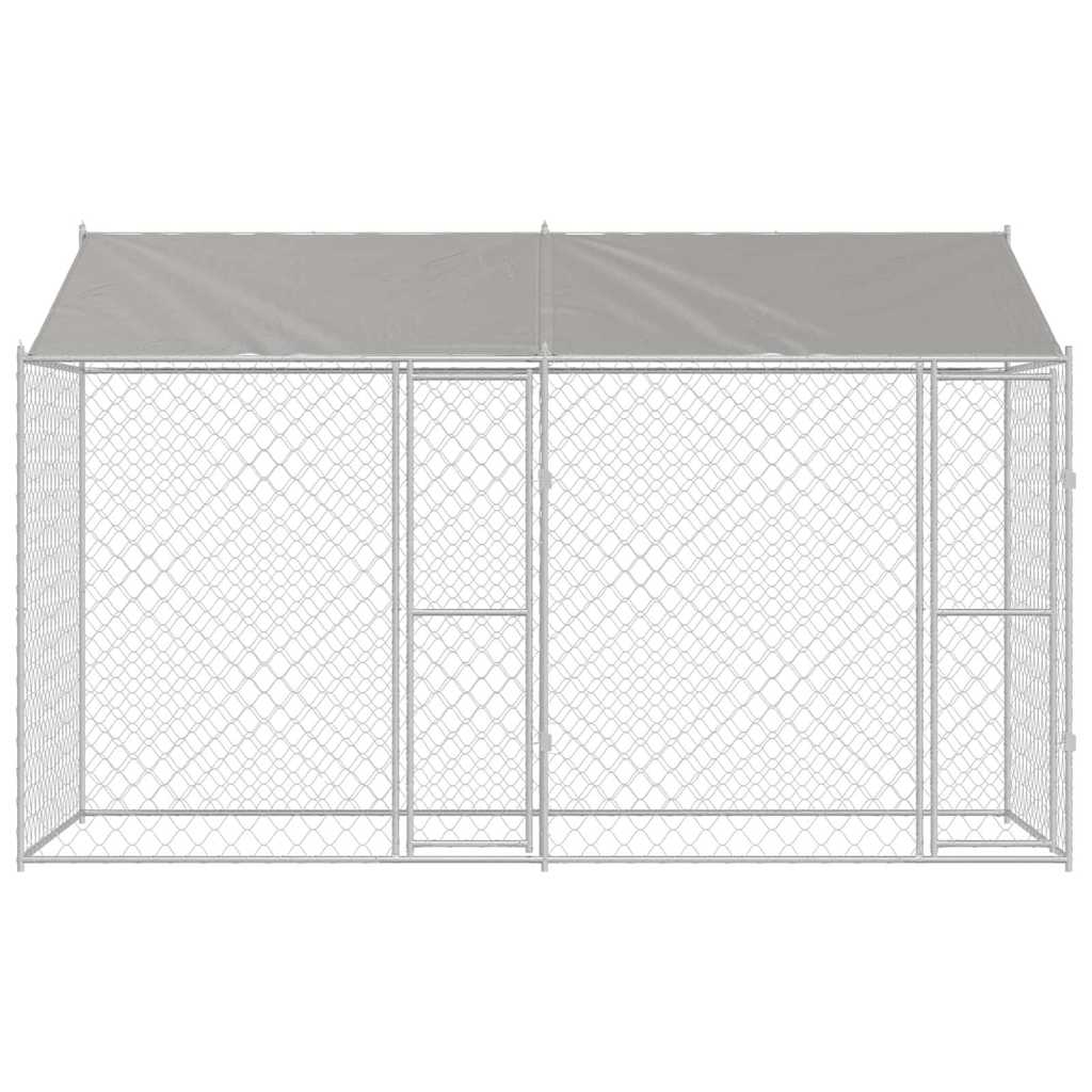 Klec pro psa Stříbrná 400 x 200 x 256 cm Pozinkovaná ocel
