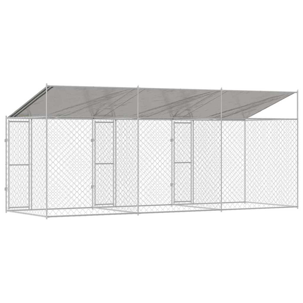 Klec pro psa Stříbrná 600 x 200 x 256 cm Pozinkovaná ocel