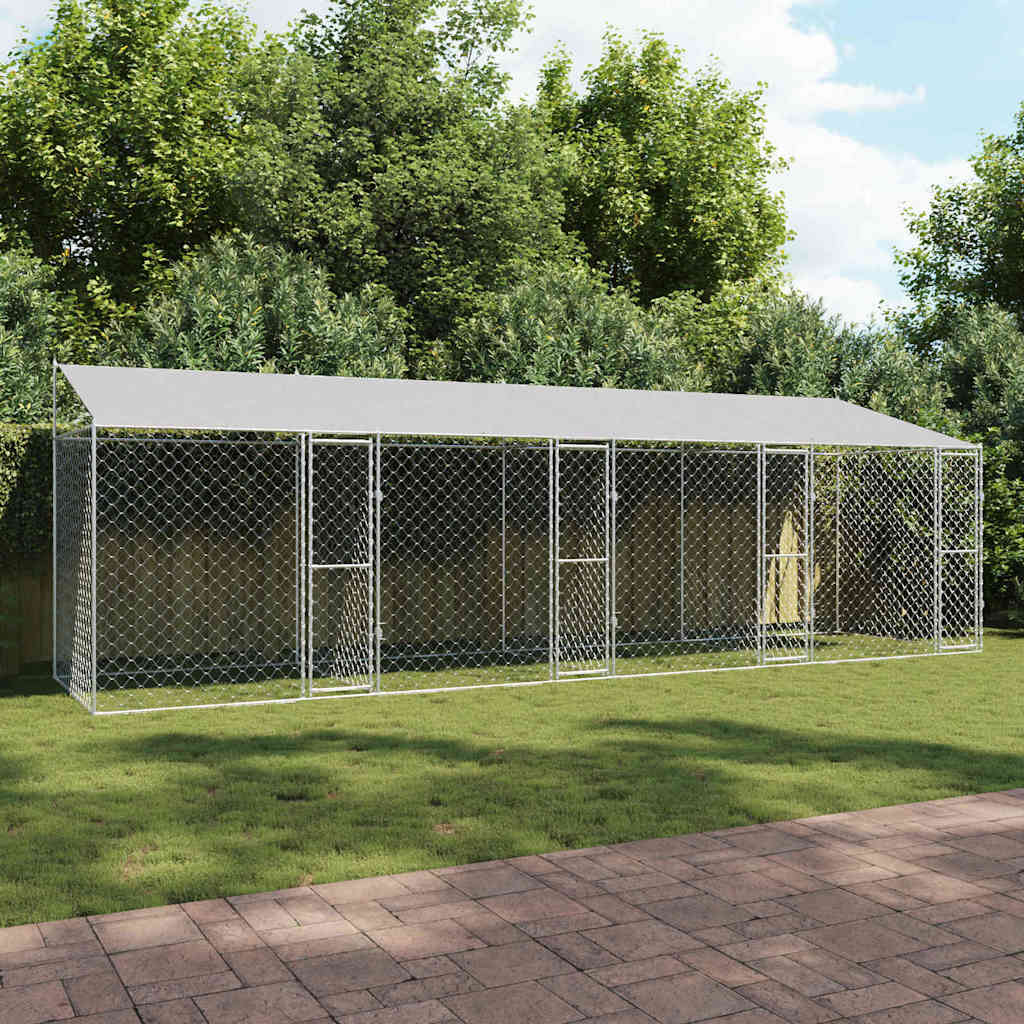 Klec pro psa Stříbrná 800 x 200 x 256 cm Pozinkovaná ocel