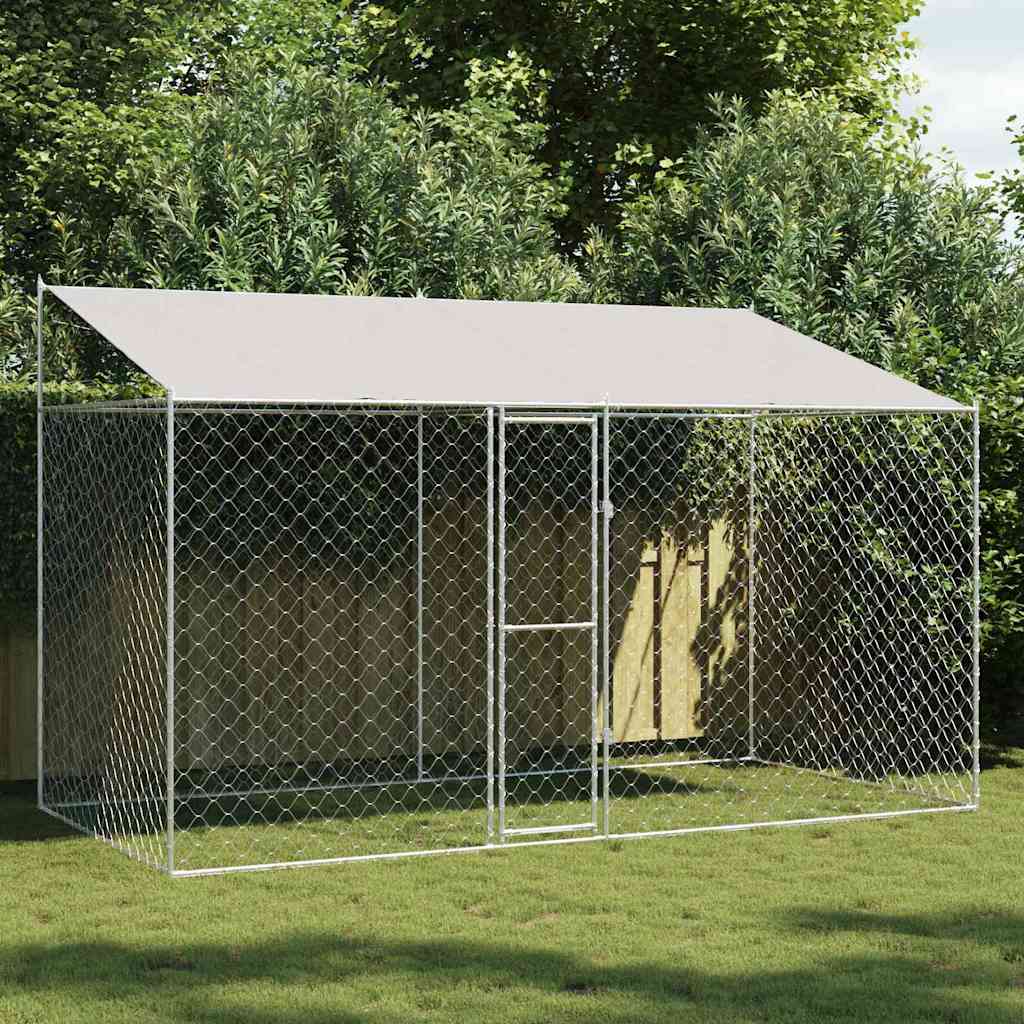 Klec pro psa Stříbrná 400 x 200 x 256 cm Pozinkovaná ocel