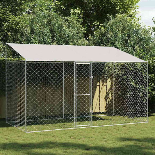 Klec pro psa Stříbrná 400 x 200 x 256 cm Pozinkovaná ocel