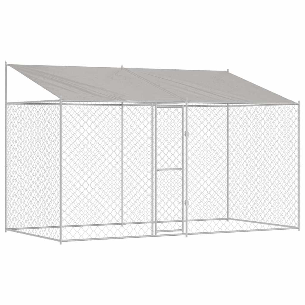 Klec pro psa Stříbrná 400 x 200 x 256 cm Pozinkovaná ocel