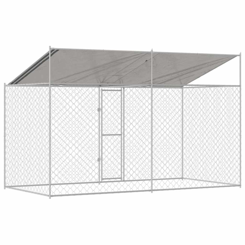 Klec pro psa Stříbrná 400 x 200 x 256 cm Pozinkovaná ocel