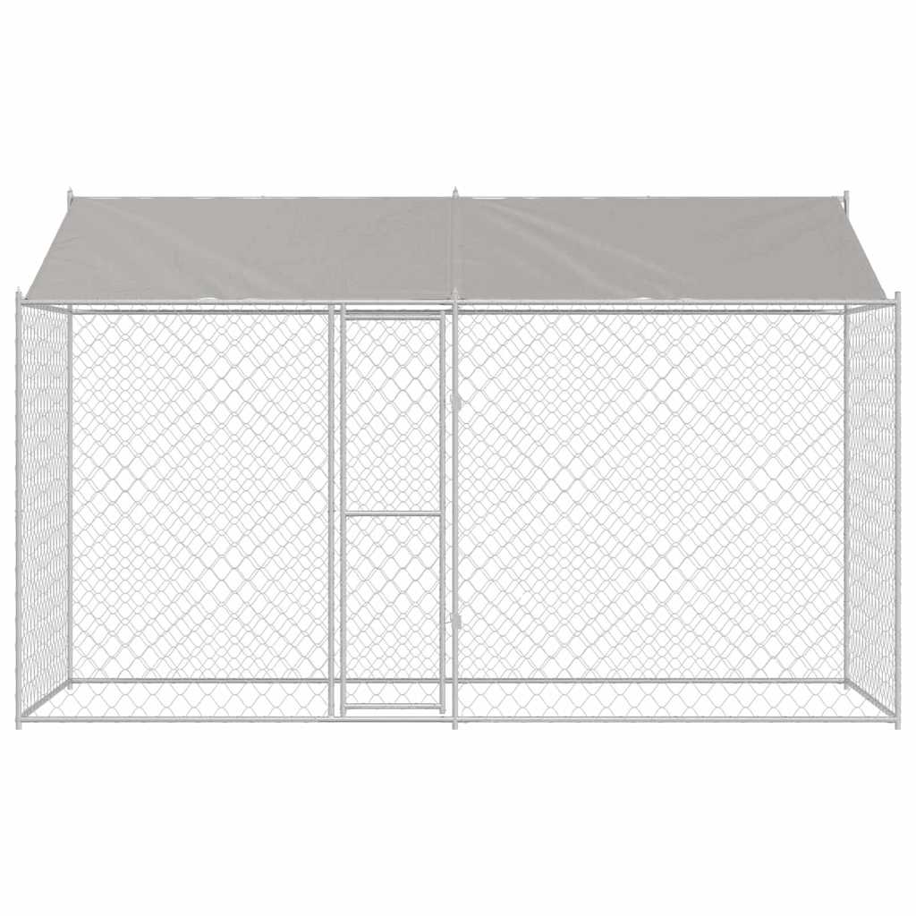 Klec pro psa Stříbrná 400 x 200 x 256 cm Pozinkovaná ocel