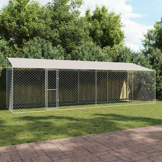 Klec pro psa Stříbrná 800 x 200 x 256 cm Pozinkovaná ocel