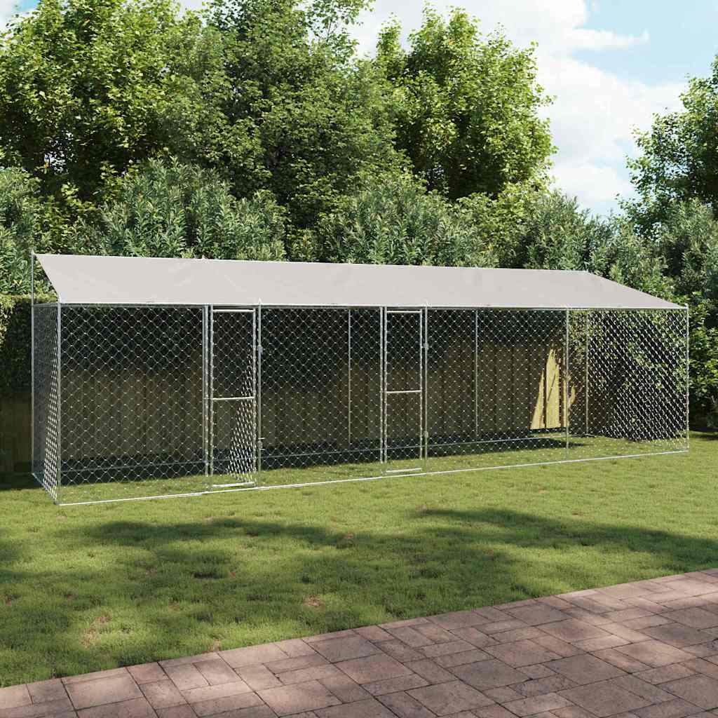 Klec pro psa Stříbrná 800 x 200 x 256 cm Pozinkovaná ocel