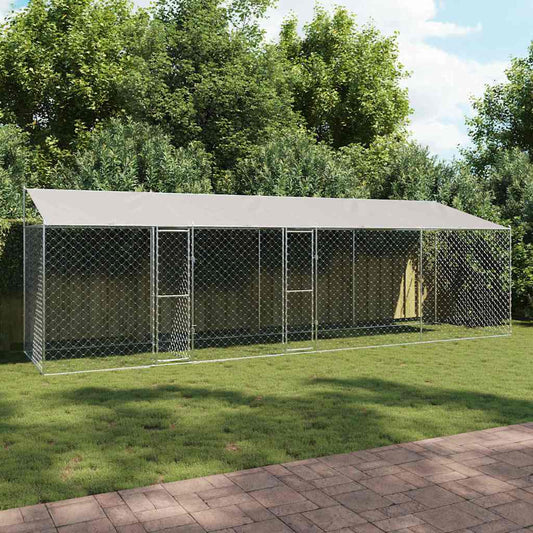 Klec pro psa Stříbrná 800 x 200 x 256 cm Pozinkovaná ocel