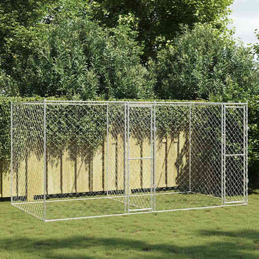 Klec pro psa Stříbrná 400 x 200 x 200 cm Pozinkovaná ocel