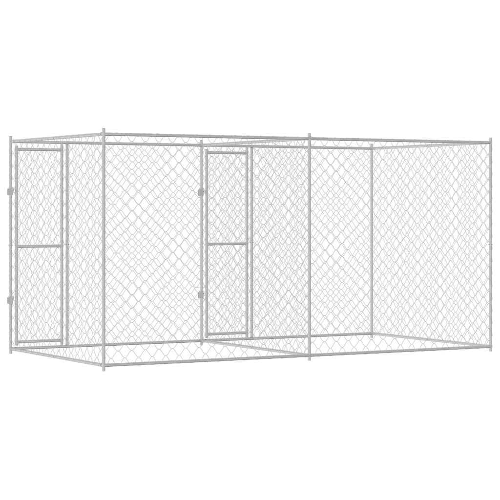 Klec pro psa Stříbrná 400 x 200 x 200 cm Pozinkovaná ocel
