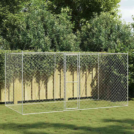 Klec pro psa Stříbrná 400 x 200 x 256 cm Pozinkovaná ocel