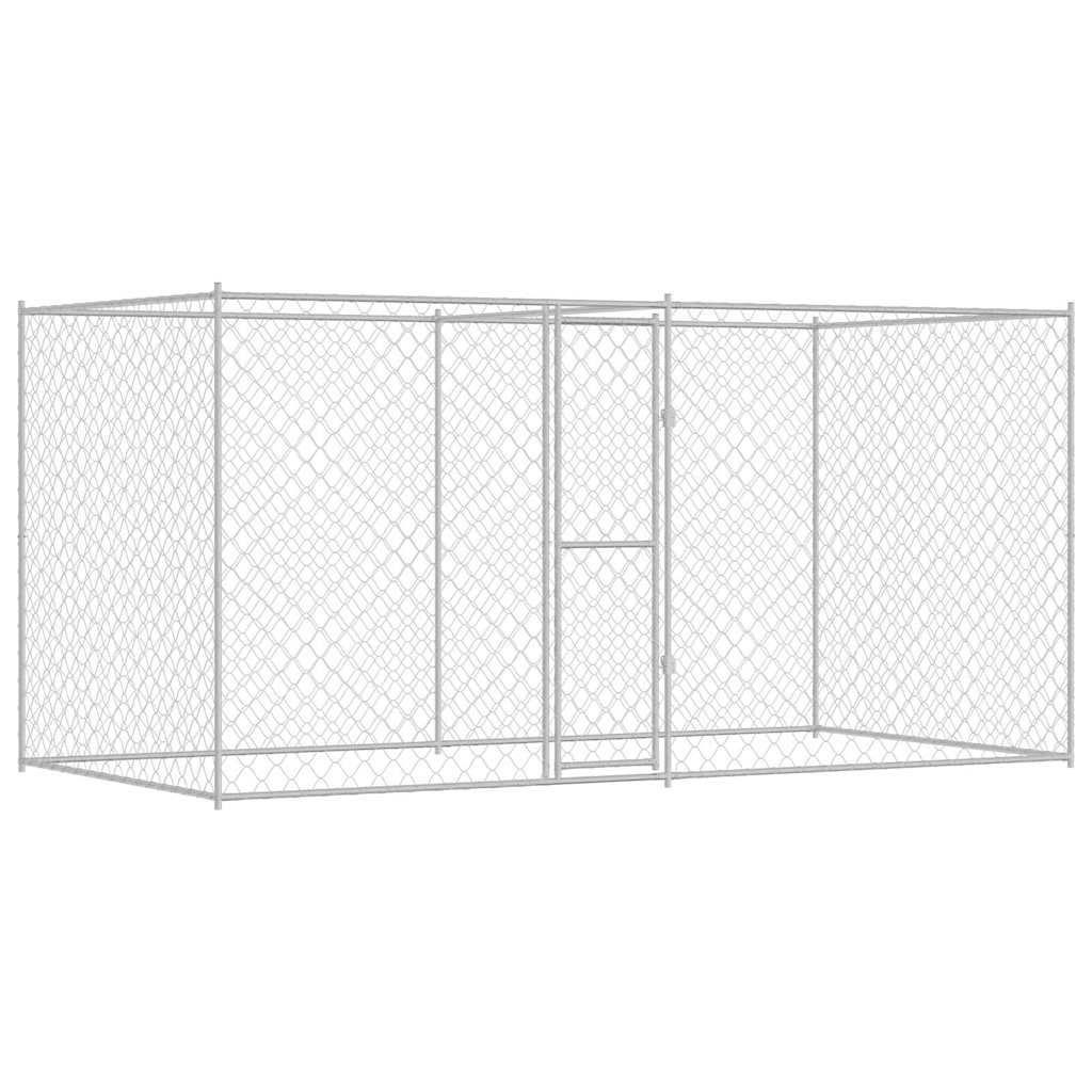 Klec pro psa Stříbrná 400 x 200 x 256 cm Pozinkovaná ocel