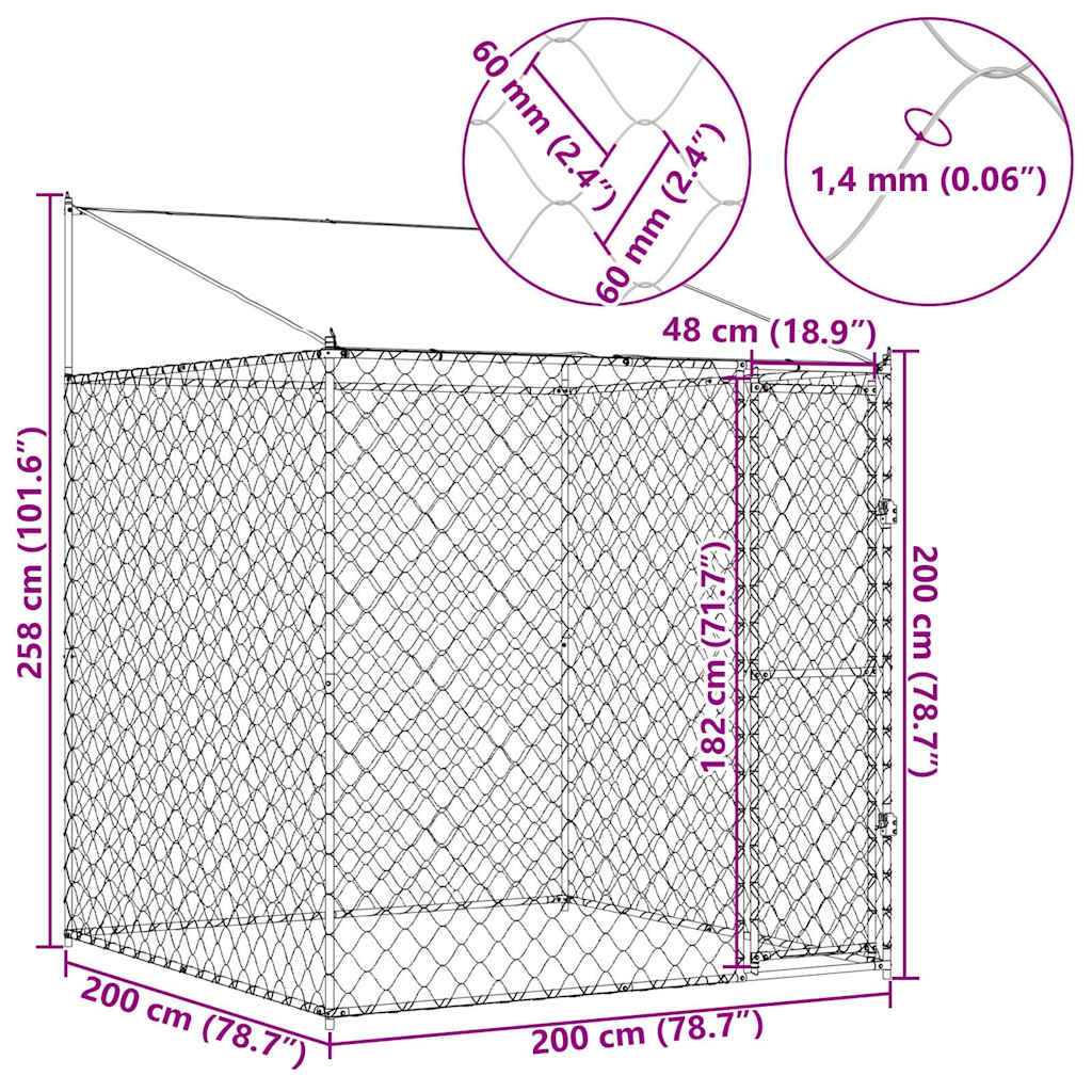 Klec pro psa 200 x 200 x 258 cm Ocel a PE
