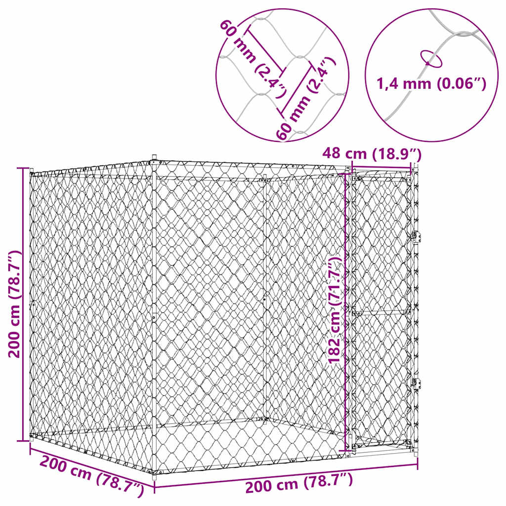 Klec pro psa 2 x 2 x 2 m Ocel