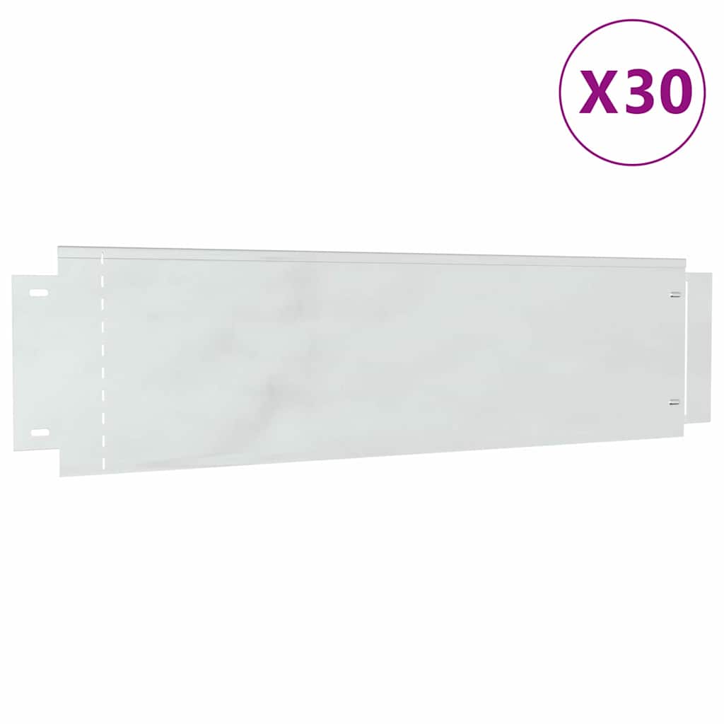 Obrubníky trávníku 30 pcs Stříbrná 100 x 25 cm Pozinkovaná ocel