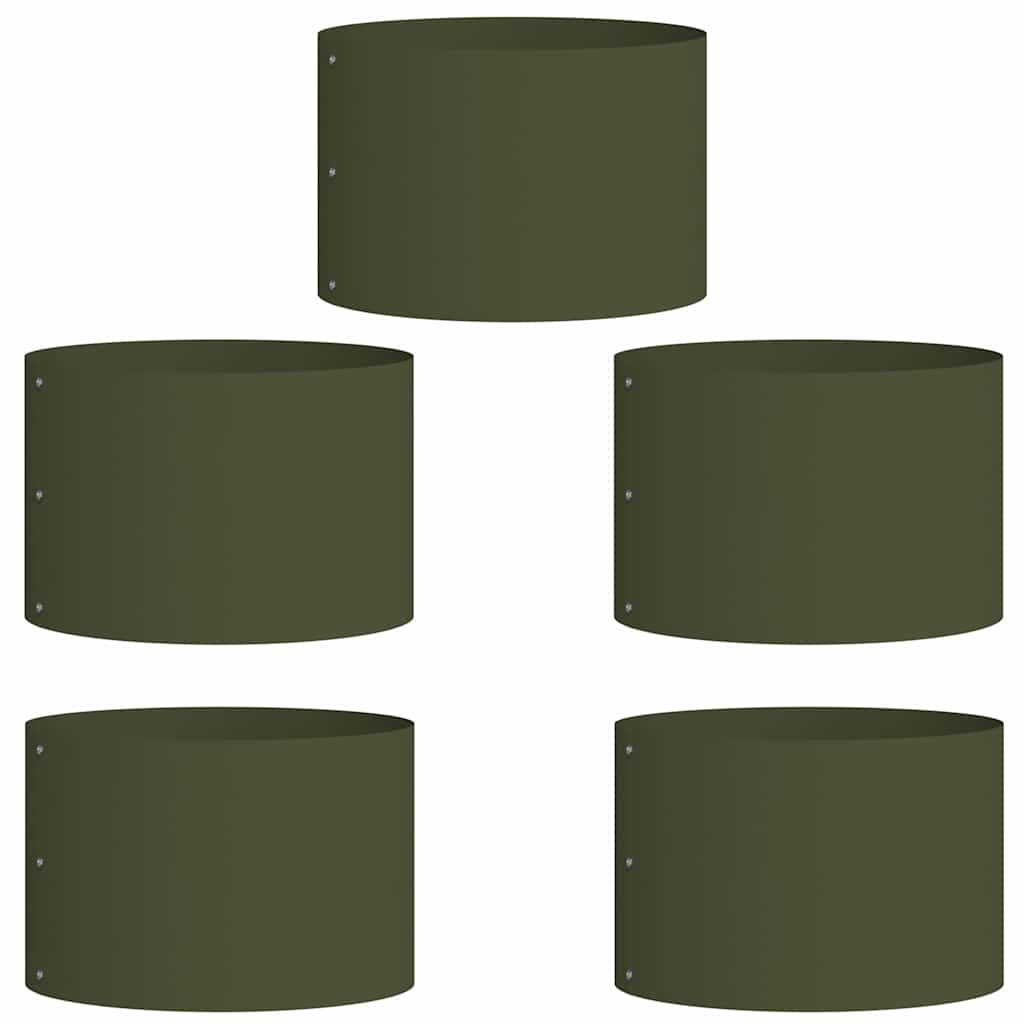 Zahradní truhlíky 5 pcs Olivově zelená 30 x 30 x 20 cm Ocel