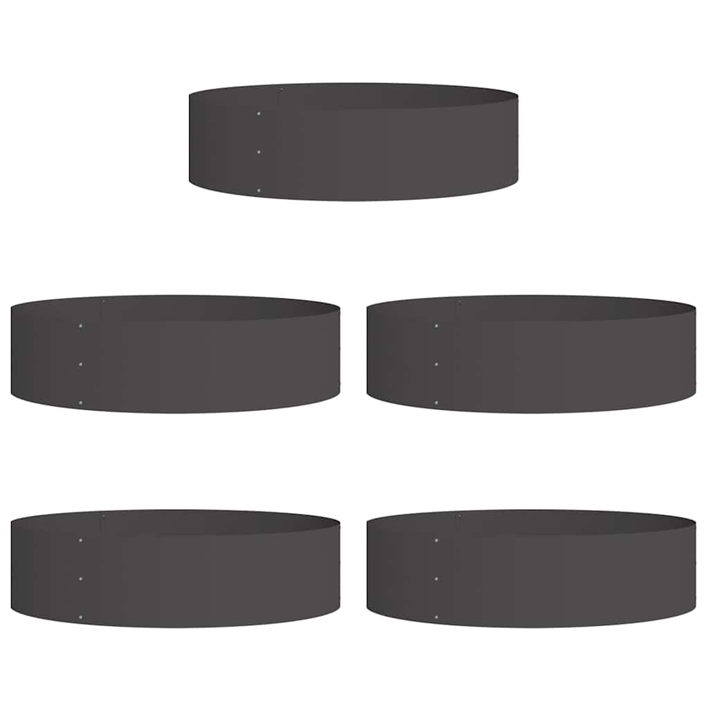 Zahradní truhlíky 5 pcs Černá 80 x 80 x 20 cm Ocel