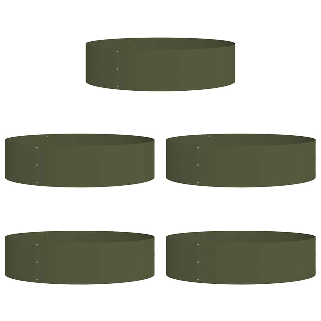 Zahradní truhlíky 5 pcs Olivově zelená 80 x 80 x 20 cm Ocel