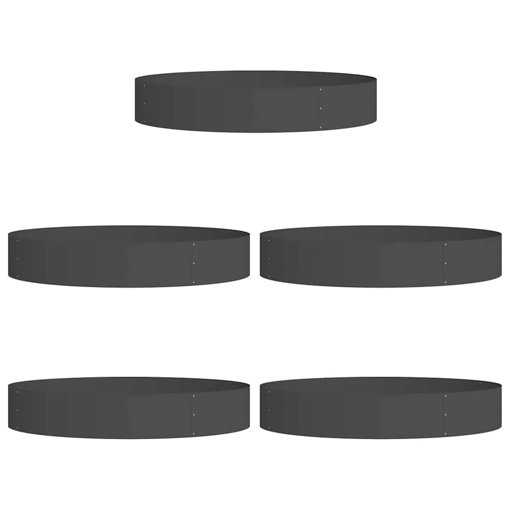 Zahradní truhlíky 5 pcs Černá 120 x 120 x 20 cm Ocel