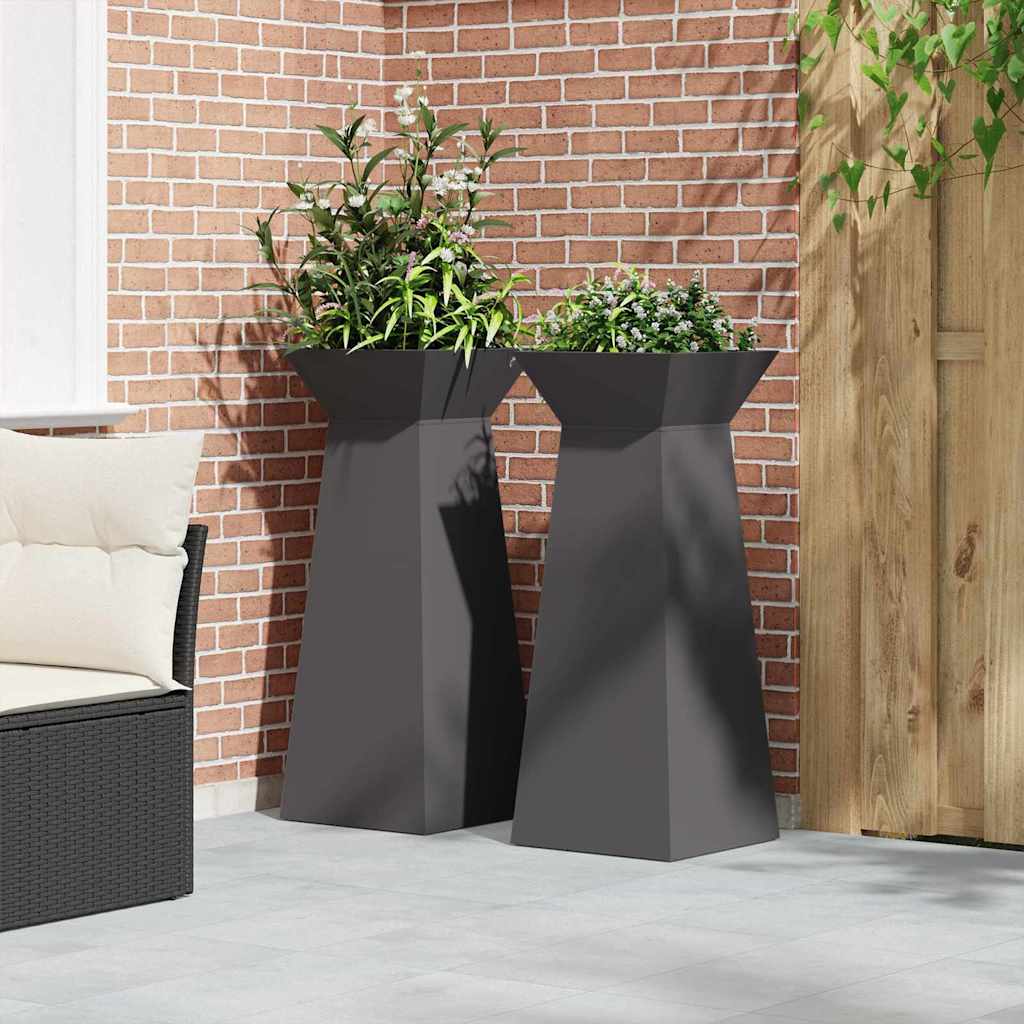 Sloupový květináč 2 pcs Černá 40 x 40 x 100 cm Ocel