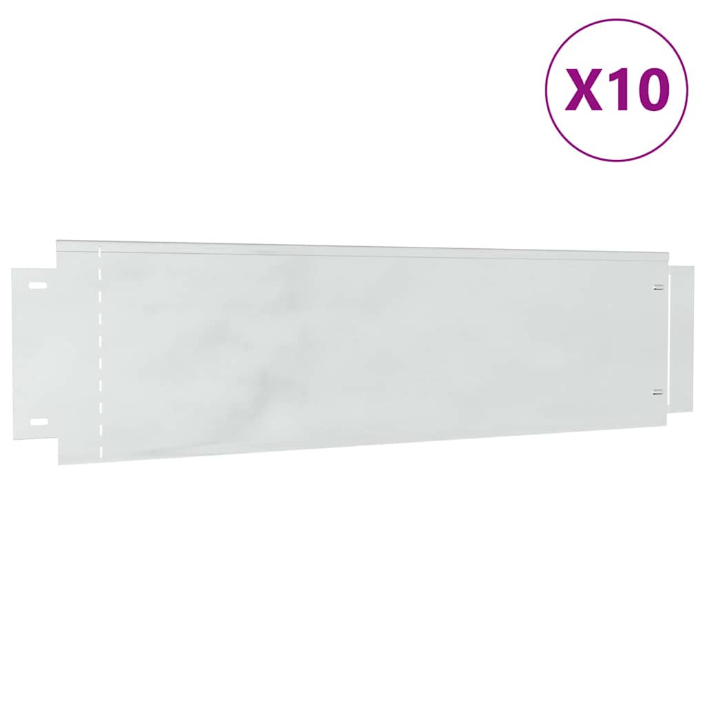 Obrubníky trávníku 10 pcs Stříbrná 100 x 25 x 0.07 cm