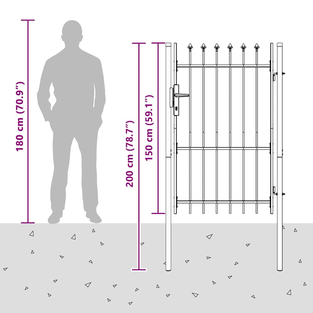 Brána na plot Šedá 100 x 150 cm Ocel s práškovým nástřikem
