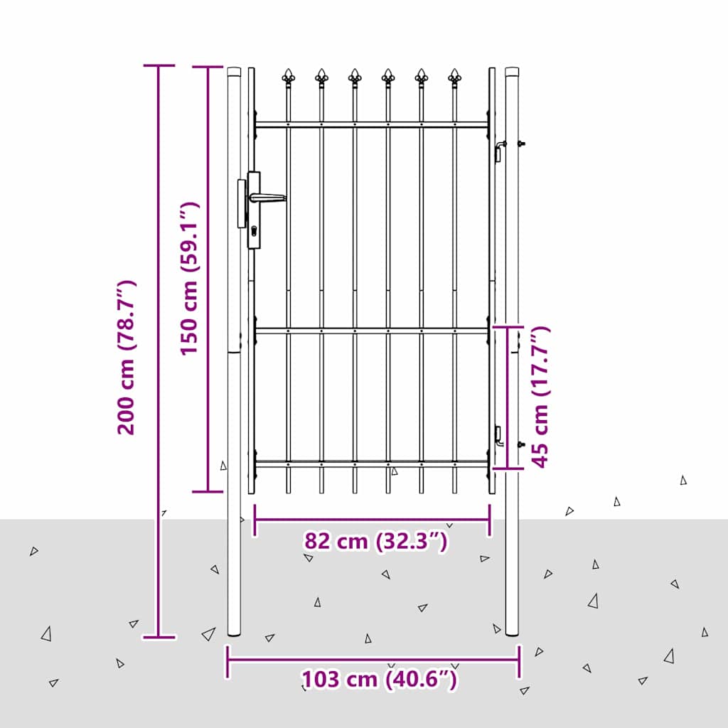 Brána na plot Šedá 100 x 150 cm Ocel s práškovým nástřikem