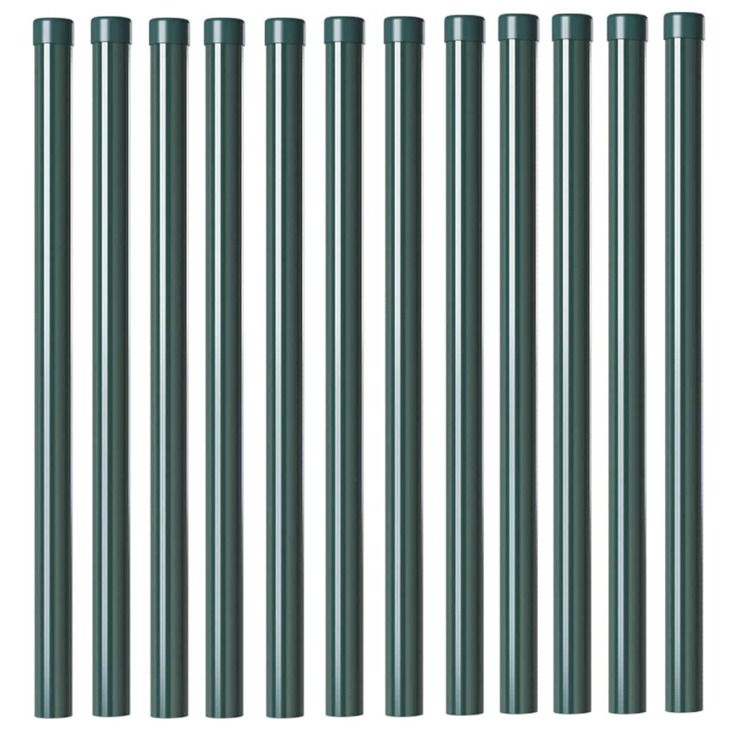 Plotové sloupky 12 pcs Zelená 50 cm Práškově lakovaná ocel