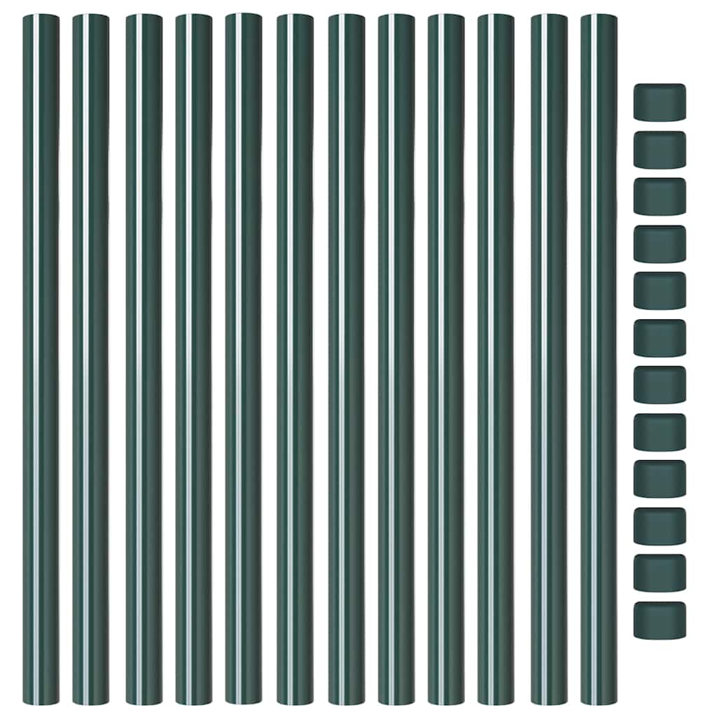 Plotové sloupky 12 pcs Zelená 50 cm Práškově lakovaná ocel