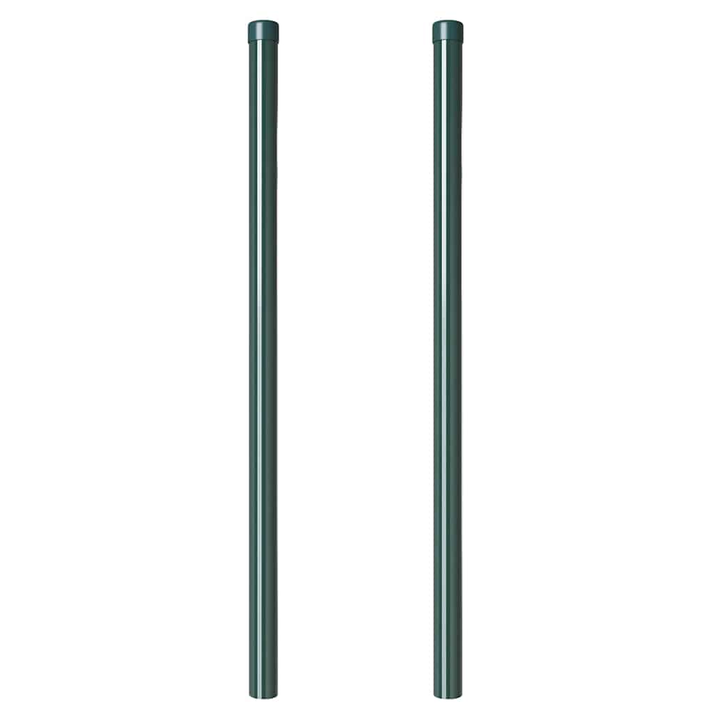 Plotové sloupky 2 pcs Zelená 100 cm Práškově lakovaná ocel