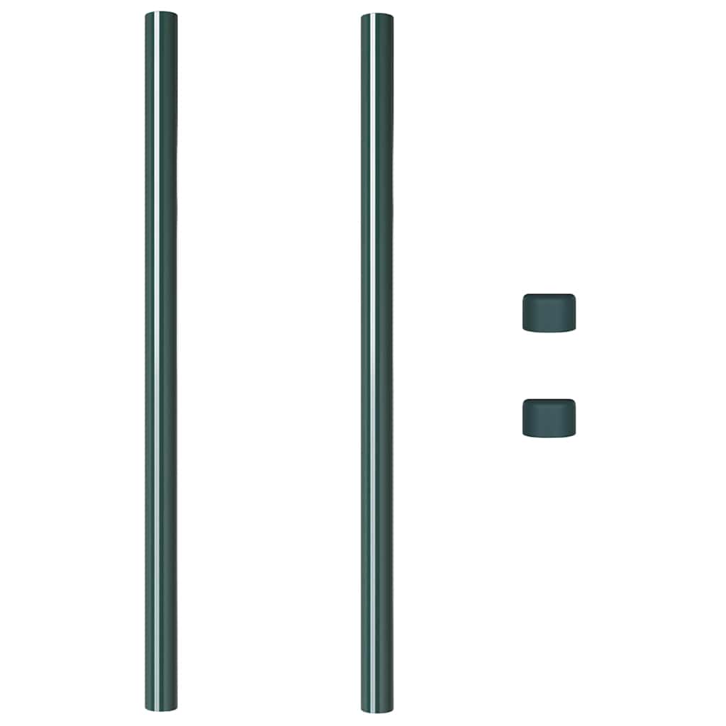Plotové sloupky 2 pcs Zelená 100 cm Práškově lakovaná ocel