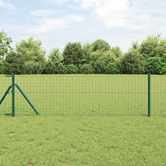 Plotové sloupky 12 pcs Zelená 100 cm Práškově lakovaná ocel