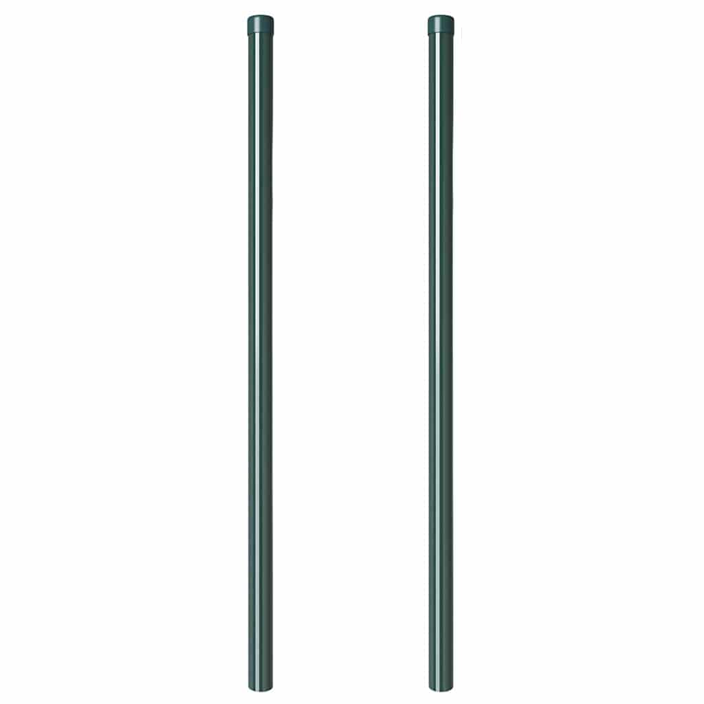 Plotové sloupky 2 pcs Zelená 120 cm Práškově lakovaná ocel