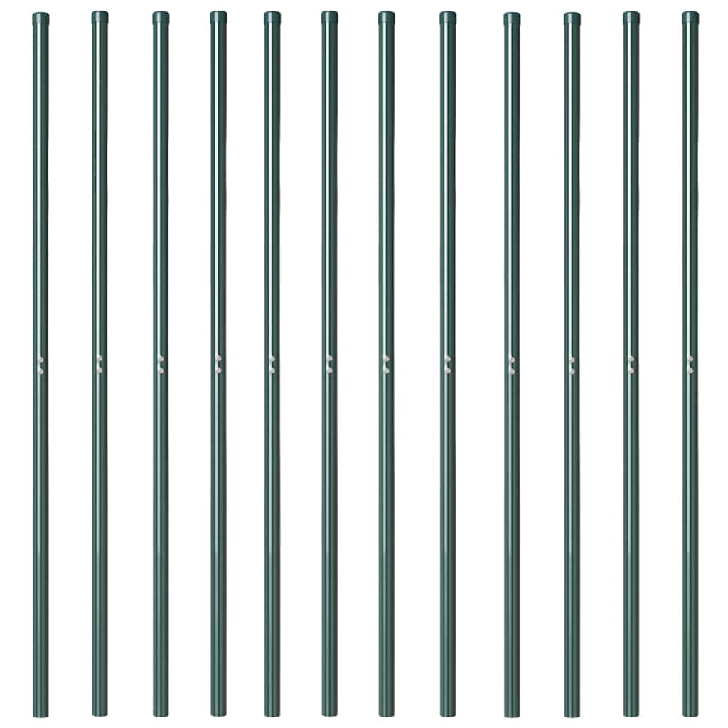 Plotové sloupky 12 pcs Zelená 140 cm Práškově lakovaná ocel
