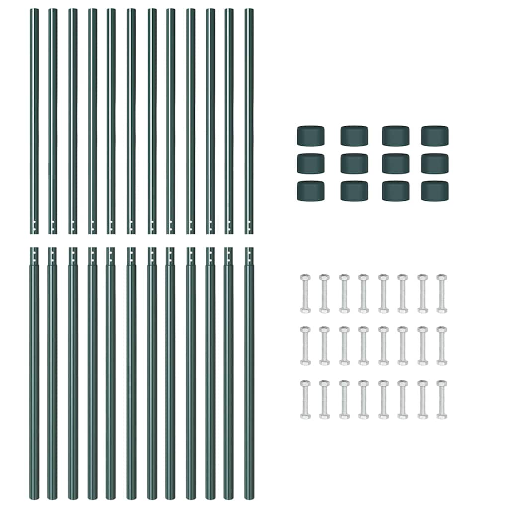 Plotové sloupky 12 pcs Zelená 160 cm Práškově lakovaná ocel