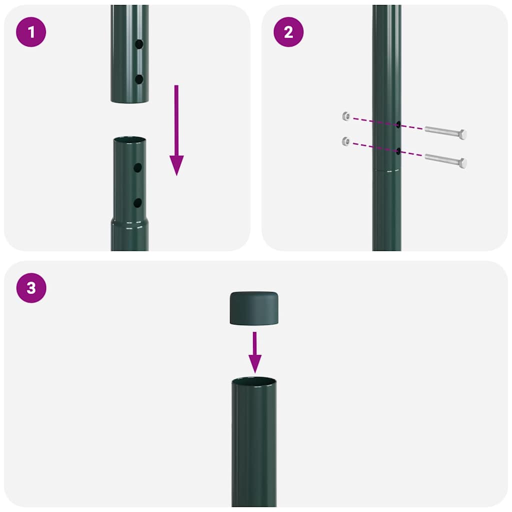 Plotové sloupky 2 pcs Zelená 180 cm Práškově lakovaná ocel