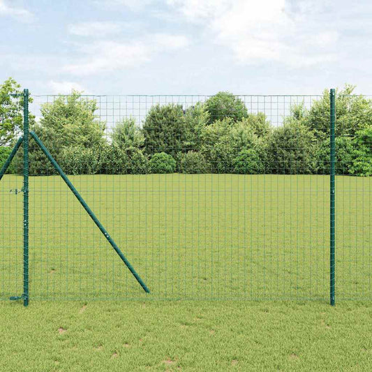 Plotové sloupky 2 pcs Zelená 200 cm Práškově lakovaná ocel
