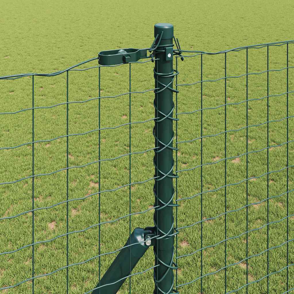 Plotové sloupky 2 pcs Zelená 210 cm Práškově lakovaná ocel