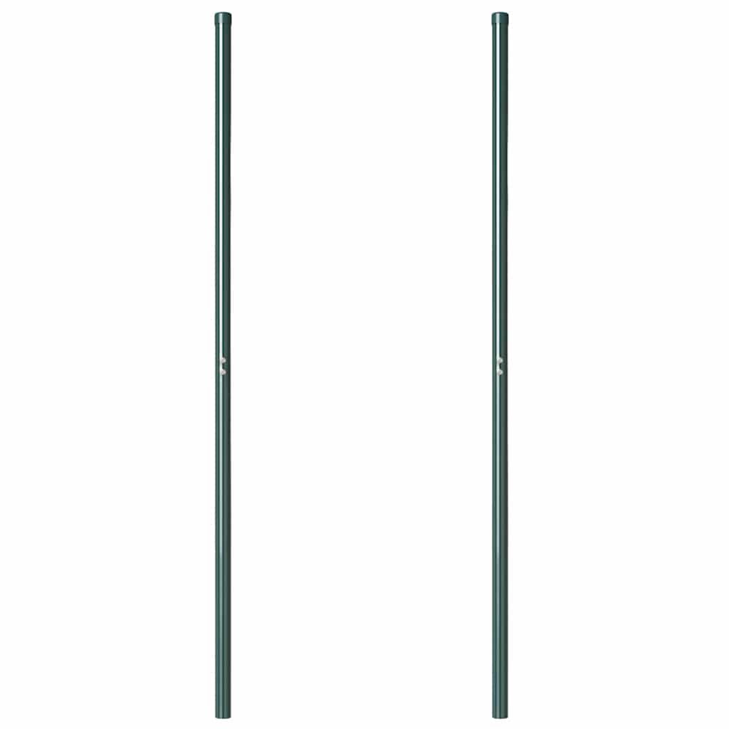 Plotové sloupky 2 pcs Zelená 210 cm Práškově lakovaná ocel