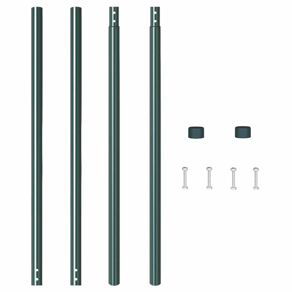 Plotové sloupky 2 pcs Zelená 210 cm Práškově lakovaná ocel
